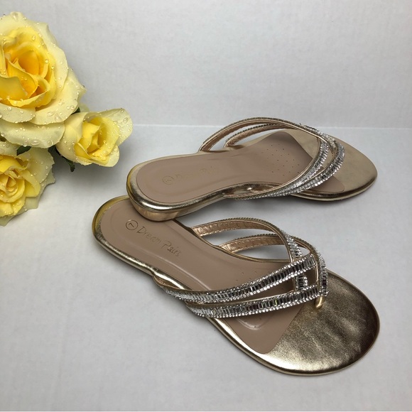 ⭐️NEW⭐️Dream Pairs Women Fashion Rhinestone Design Slides Sandals - Picture 3 of 7